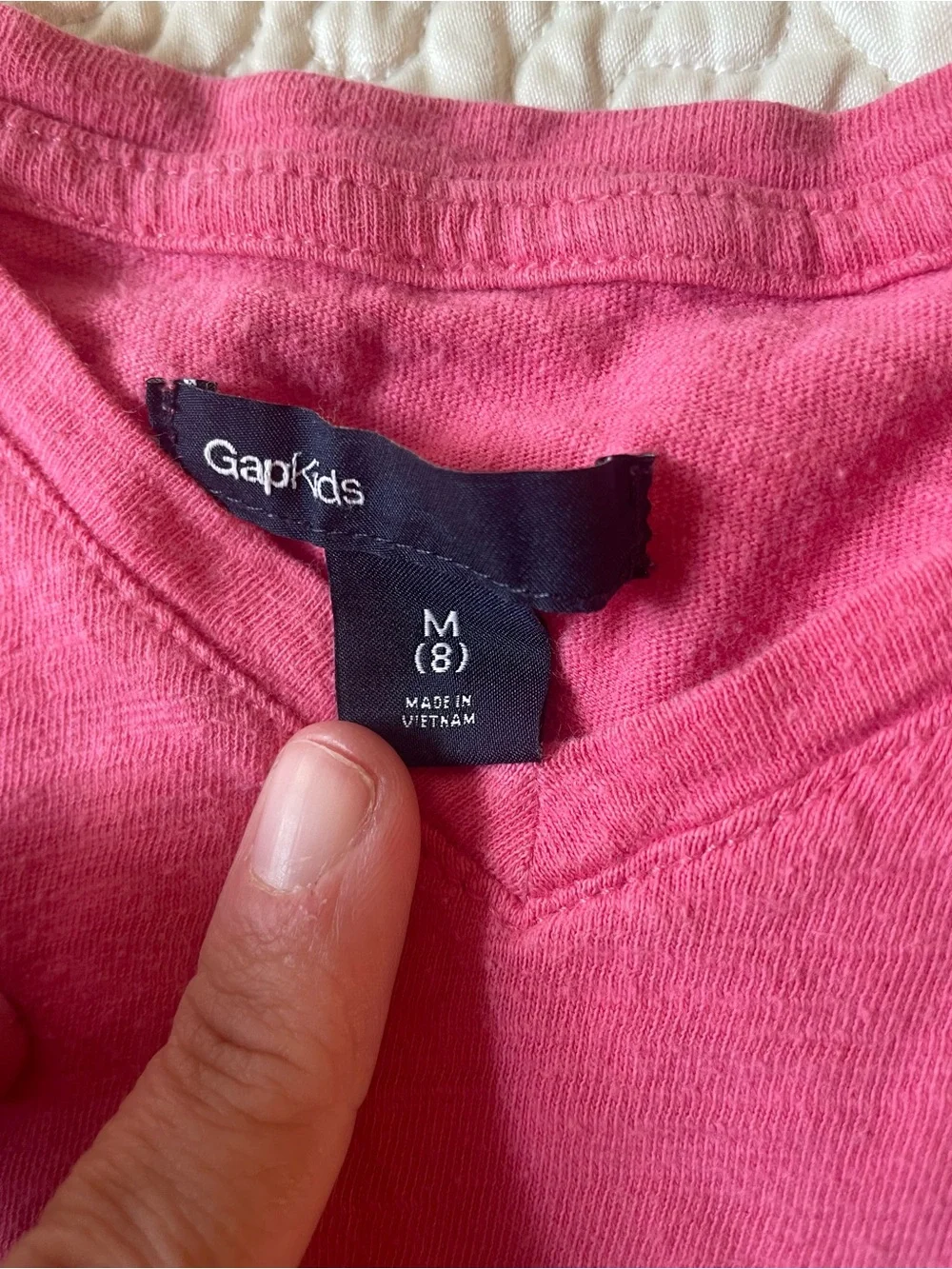GAP Kids Light Gray Graphic Raglan Tee with Pink Layered Neck